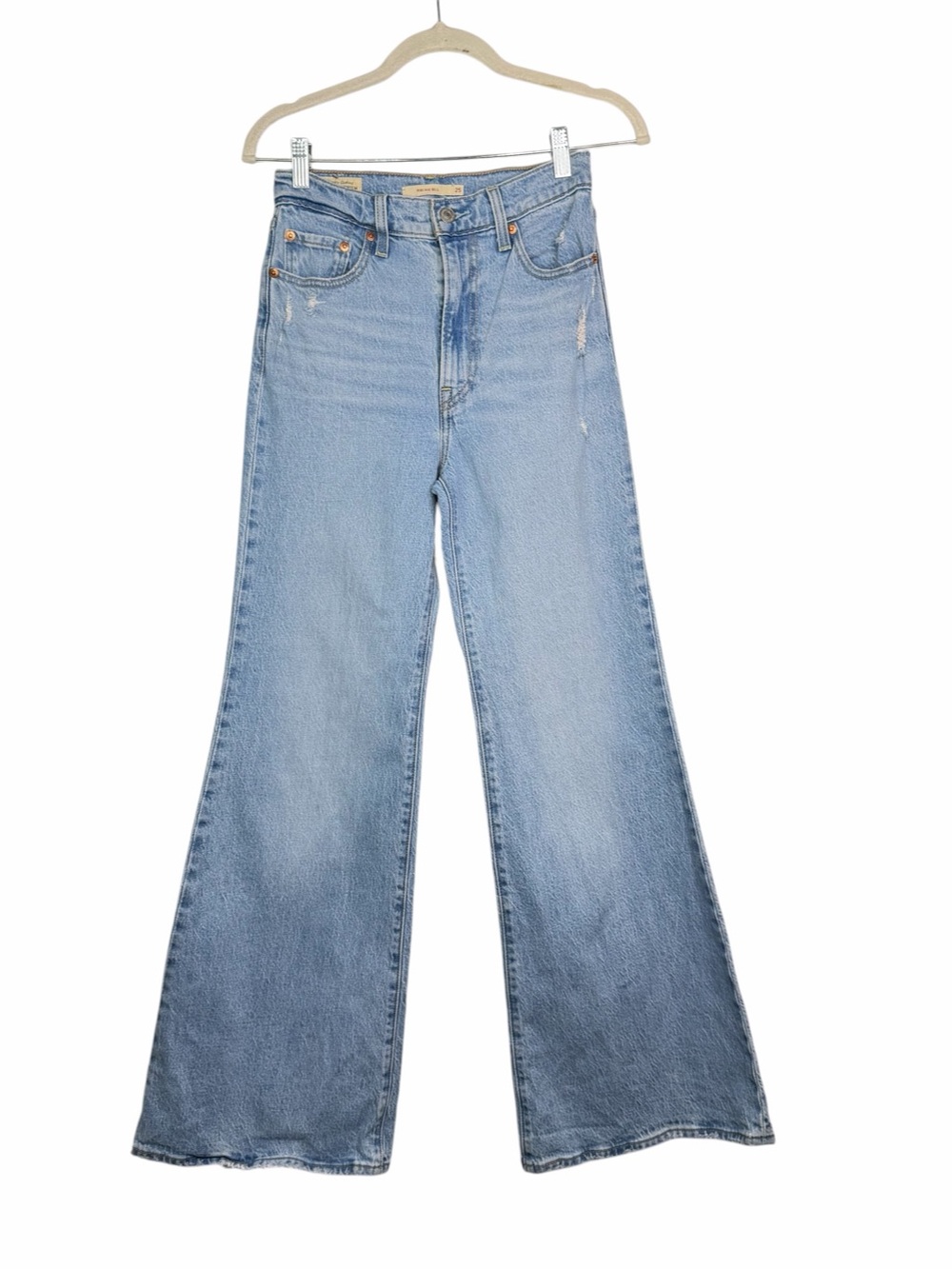 Levi's Ribcage Bell Light Wash Jeans Boho Denim High Rise Flare Wide Leg 25x31